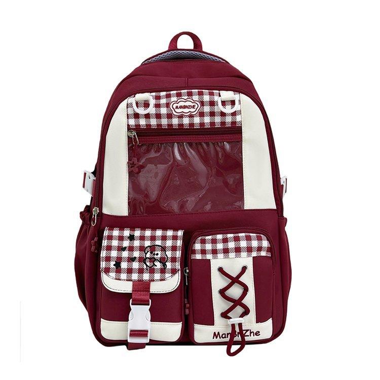Schoolbagins niche plaid style schoolbag female cute foreign style junior high school girls primary school students grades 1-1 large capacity double