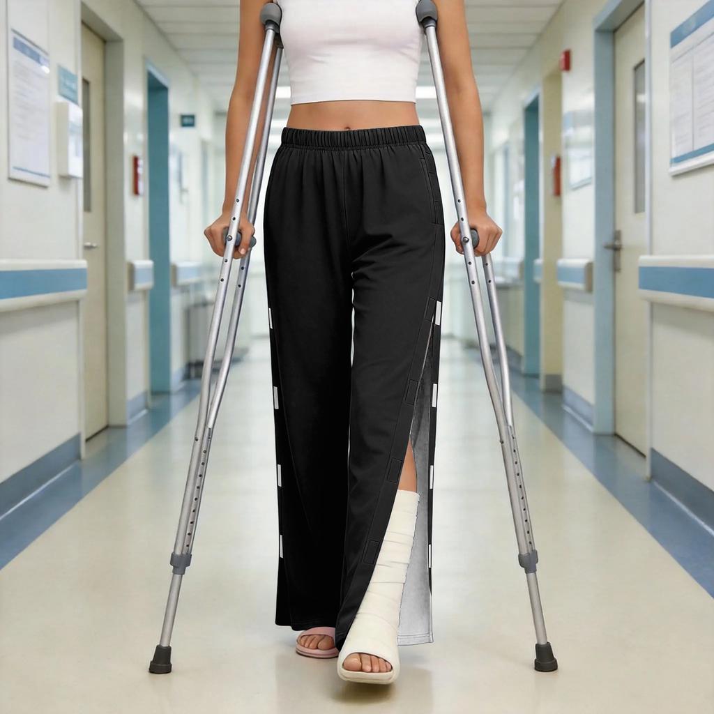 Pantaloni da Donna con Chiusura Laterale - Facili da Indossare/Togliere, Morbidi Pantaloni Elasticizzati Comodi per il Relax e l'Uso Quotidiano