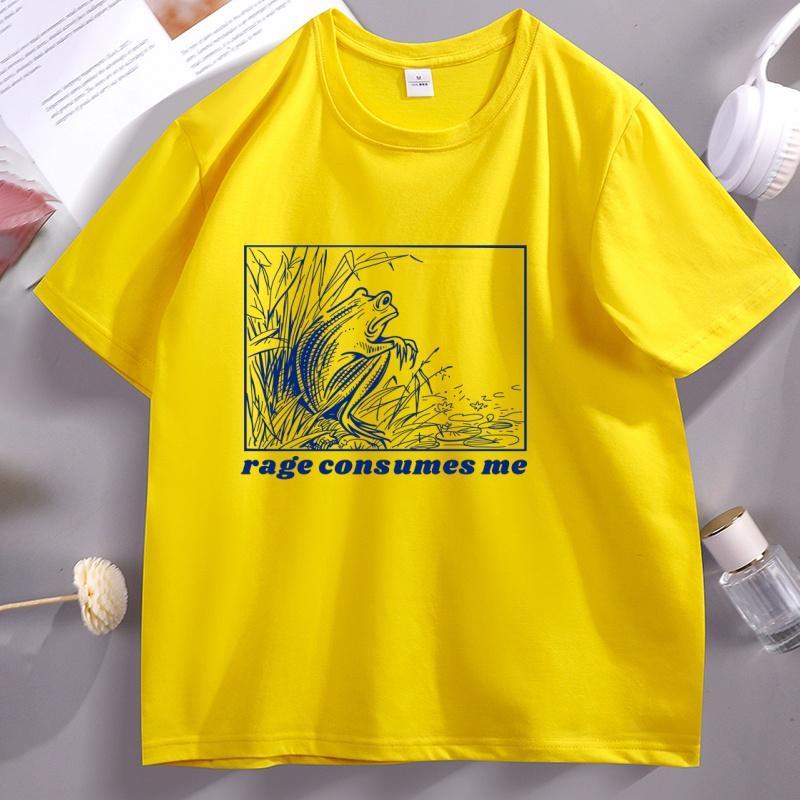 Rage Consumes Me T Shirt Funny Frog Tshirt Meme Weird Tshirt Trendy Graphic T Shirts Unisex Unisex Cotton Short Sleeve Round Neck