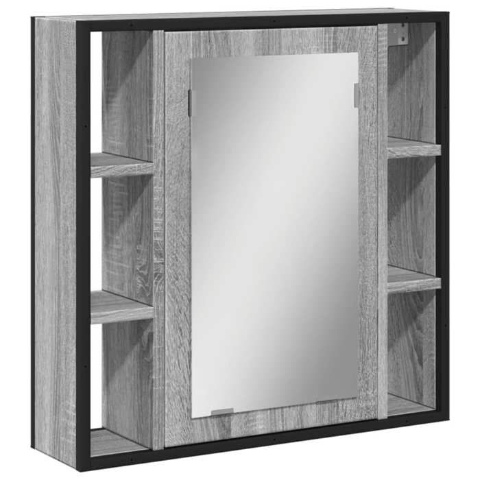 VidaXL Armoire à Miroir de Salle de Bain, Placard Mural de Toilette avec Miroir, Meuble de Rangement, Moderne, Sonoma Gris 842429