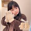 Polyester Kids Winter Gloves Soft Plush Thick Warm Gloves Bear Plush Mittens  For Girls