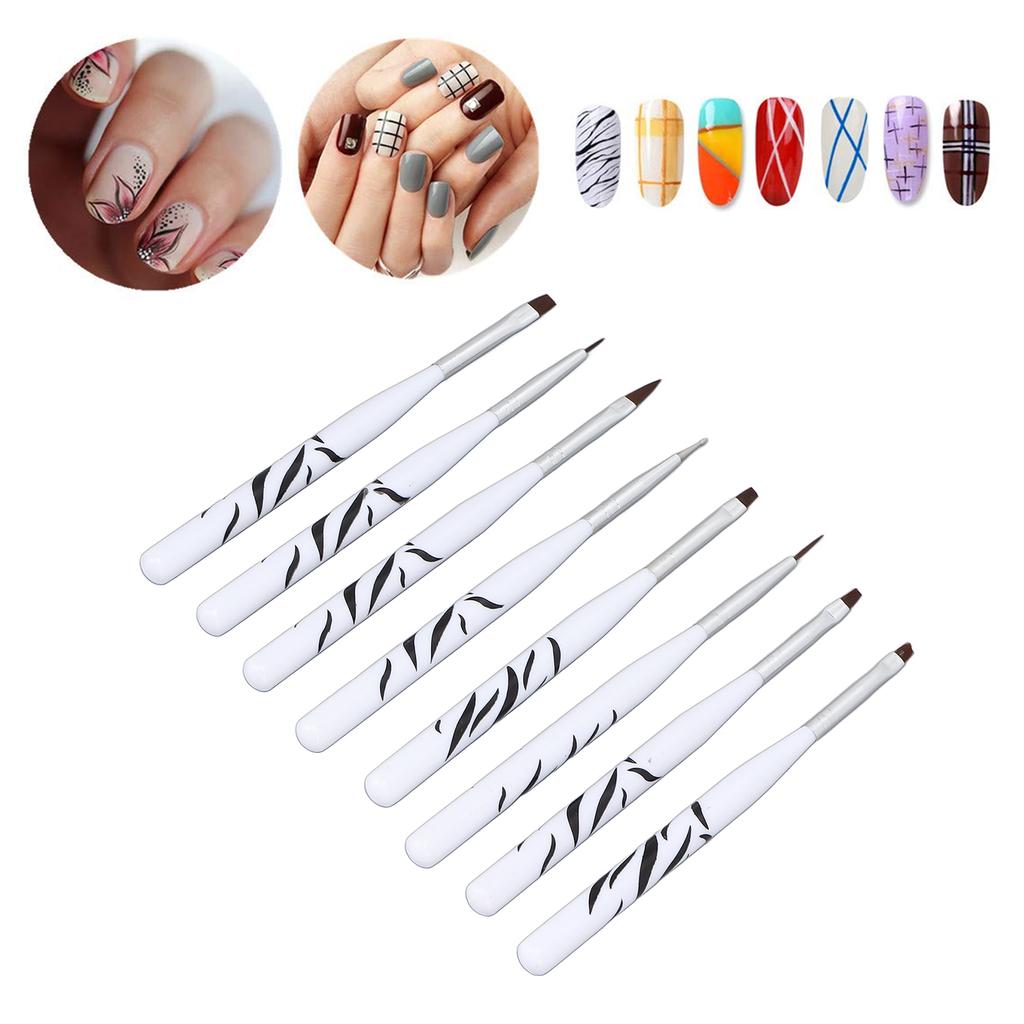 8pcs Nail Art Brush Set Professional Home Nail Salon Nail Painting Drawing Liner Brush for Artist Beginner
