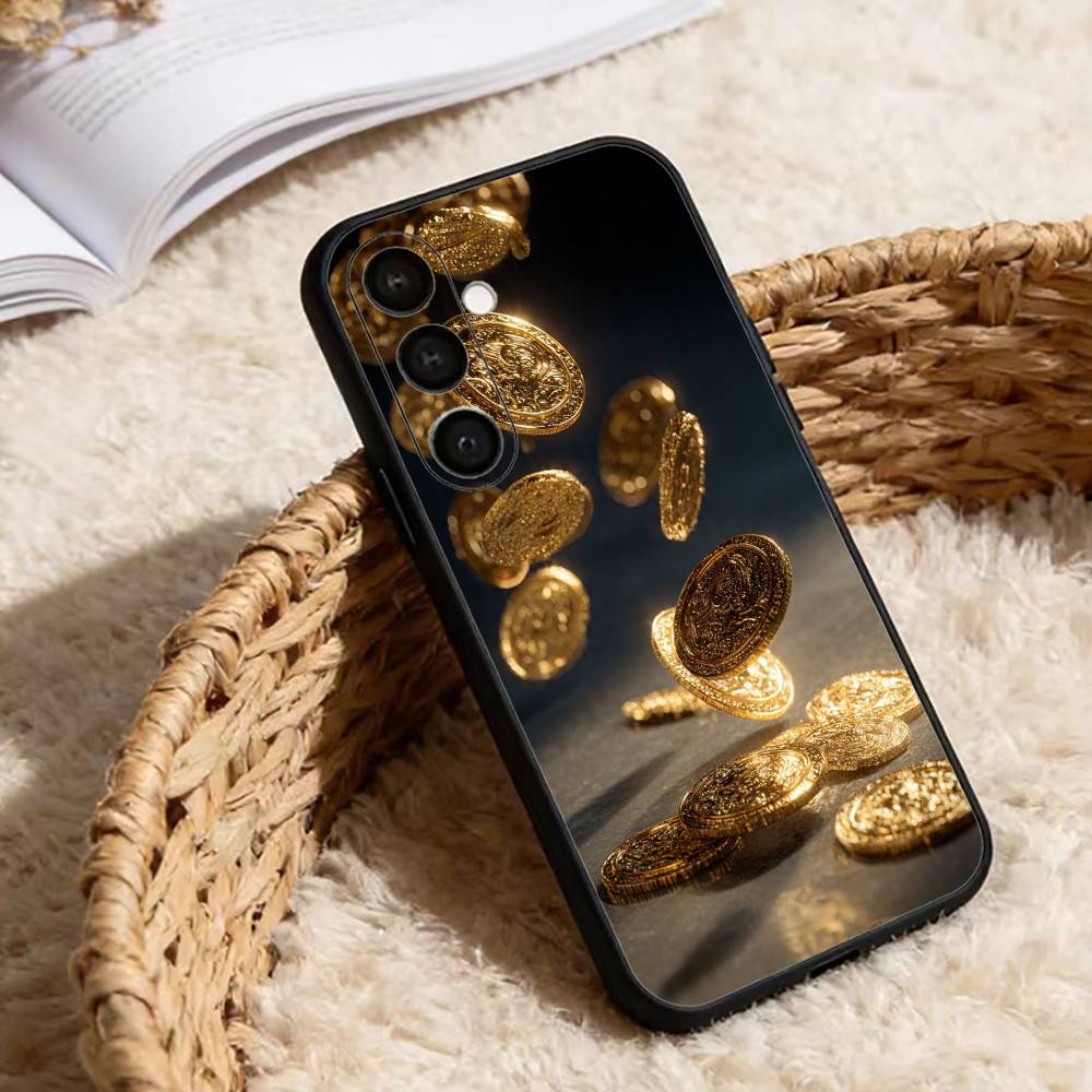 

Fine Gold Phone Case For Samsung Galaxy A91,80,73,72 ,71,53,52,32 ,31,22,21s,20,Soft Black Case Samsung a22 5g