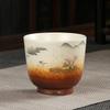 1pcs 100ml Coarse Pottery Teacup Single Cup Large Handmade  Ceramic Kung Fu Tea Set  Hand-painted Firewood Master Cup.