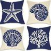 Shell, Starfish And Coral Patterns Digital Printing Pillow Cover Short Plush Suitable Living Bedrooms Sofas Throw Cushion Cover