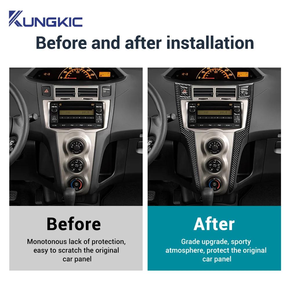 Für Toyota Yaris 2006 2007 2008 2009 2010 2011 Echter Weicher Carbonfaser-Aufkleber LHD Auto Mittelkonsole CD AC Knopf Zubehör