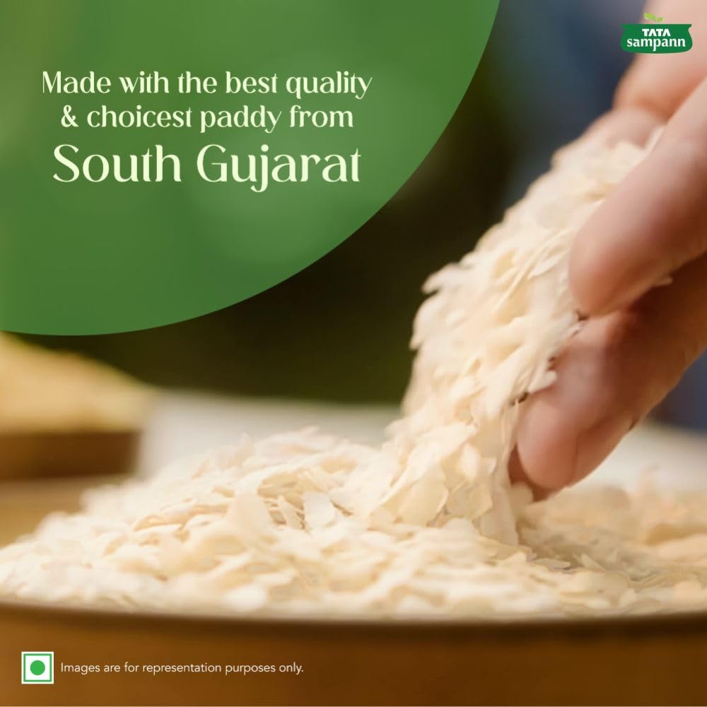 Tata Sampann High Fibre Thick Poha Flattened Rice 1kg Healthy Breakfast Snack Pantry Staple