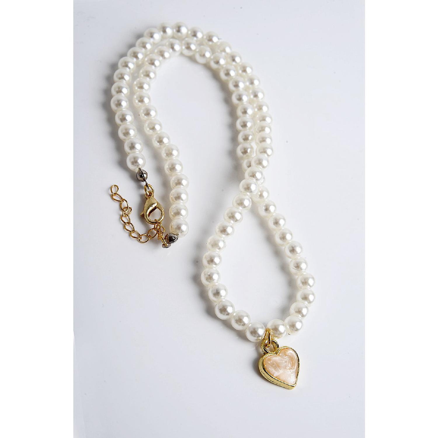 

Жемчужное ожерелье золотого цвета с жемчужным и жемчужным сердцем 40 cm