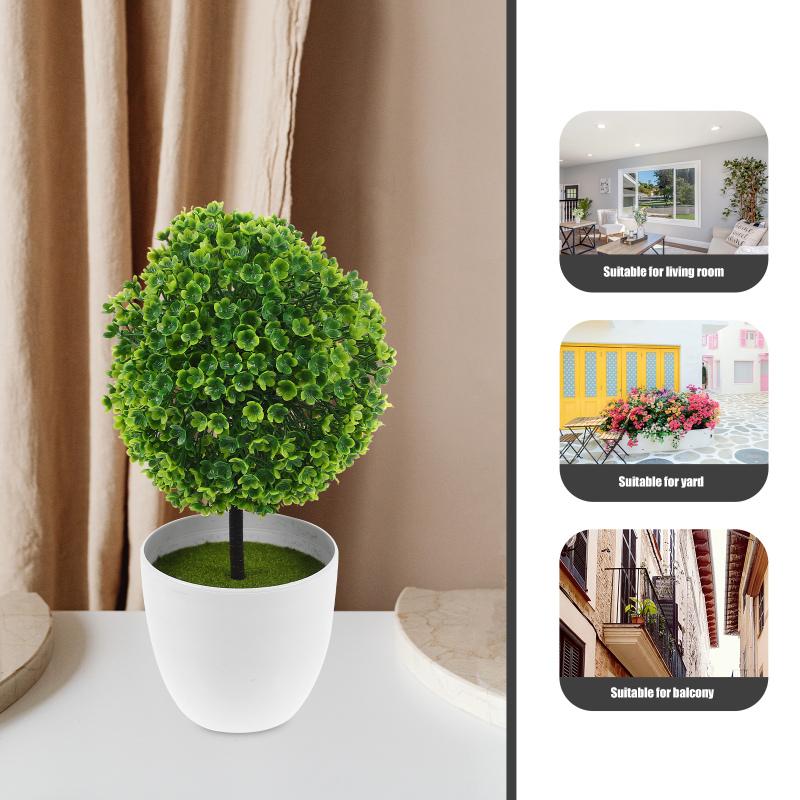 2 Pcs Potted Bushes Home Decor Artificial Plants Indoor Small for Decoration Bookshelf