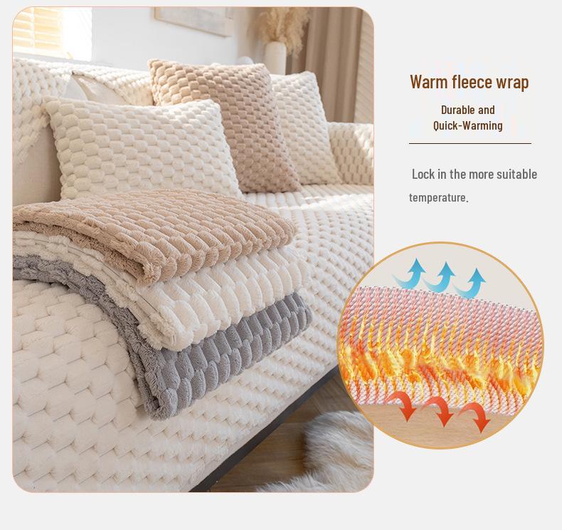 Winter Plush Non-Slip Sofa Cushion & Cover - Modern, Thickened Design