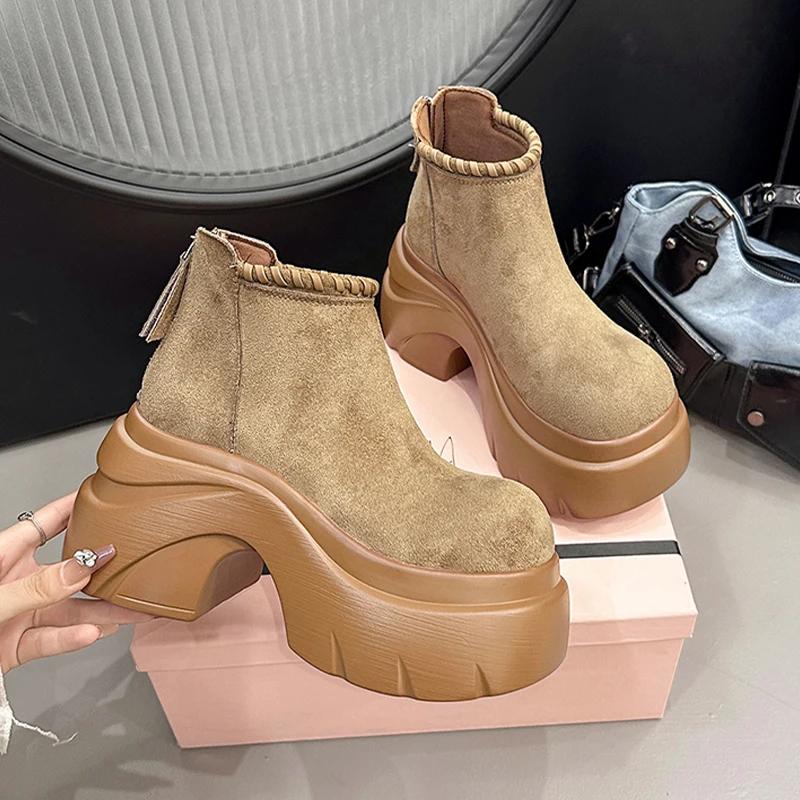 High Heels Ankle Boots Women's Platform Suede Fashion Shoes  Sport Winter Boots New Casual Walking Cozy Dress Mujer Botas