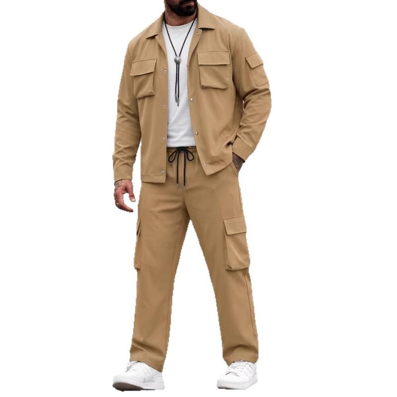 

Mens 2 Piece Outfit Cargo Jacket and Pants Set S хакі