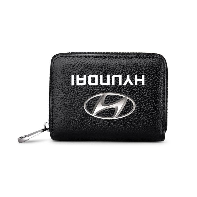 Kožená peněženka na řidičský průkaz, občanský průkaz, bankovní karty, styling auta pro Hyundai Santa Fe Sonata Solaris Azera Creta I30 Ix25 IX35 Tucson