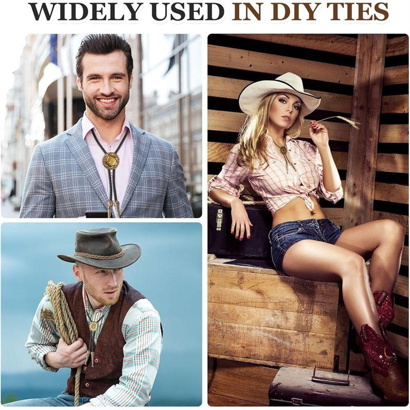 A95D-Bolo Tie Findings Kit,Bolo Tie Accessories Include Slide Clasps,1Yard Black Leather Braided Cord For DIY