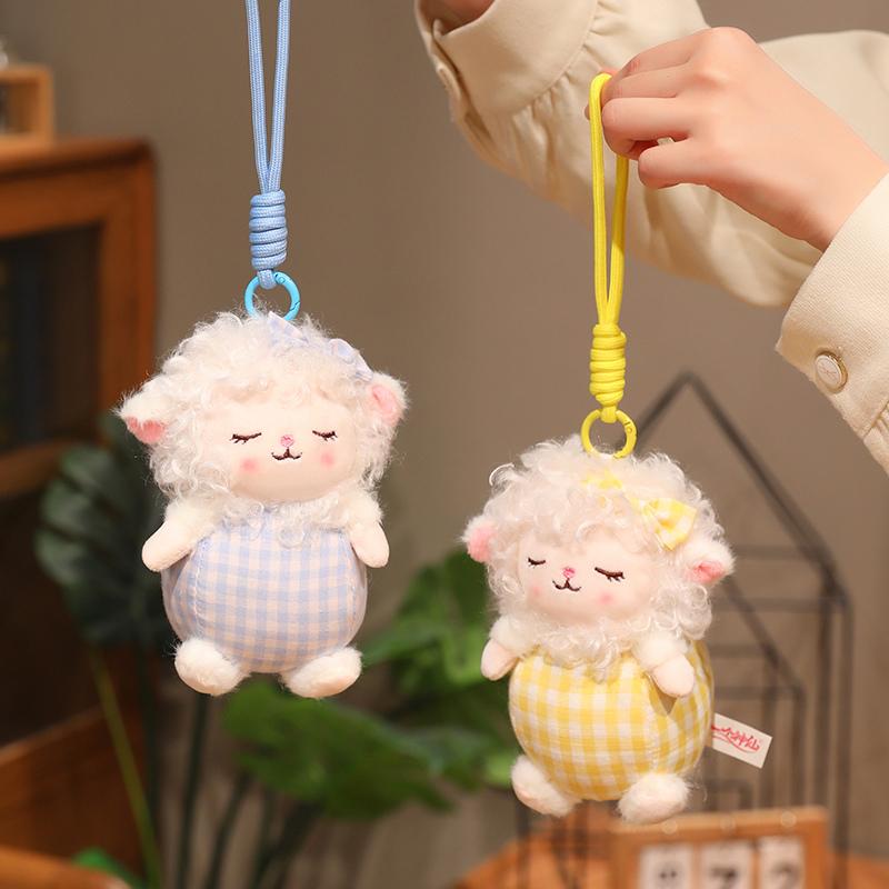1526Cm Sweet Lamb Plush Toy Stuffed Eyes Closed Cartoon Animal White Sheep Yellow Pink Purple Blue Plushie Appeasing Gift