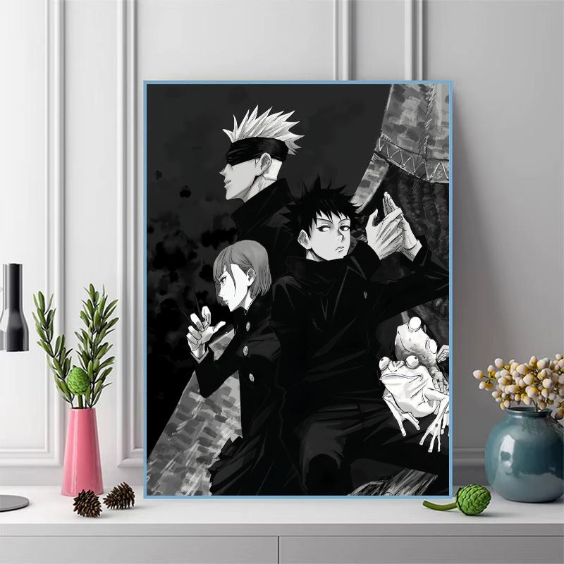 Jujutsu Kaisen Character Group Pattern 3pcs 100% Round Full Drill 5D DIY Diamond Painting Embroidery Cross Stitch Rhinestone Décor