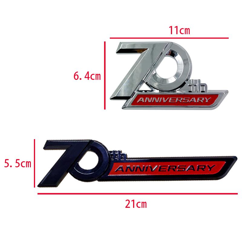 3d ABS Chrome Black Logo 70th Anniversary Emblem Car Fender Sticker 70th Anniversary Badge Sticker Accessories