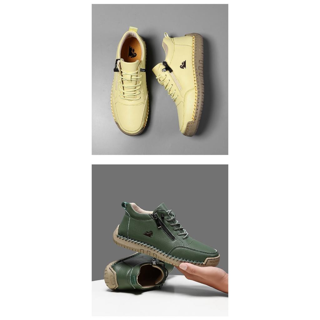 Scarpe da donna cucite a mano da uomo e da donna con suole morbide, suole piatte autunnali e invernali, scarpe singole, scarpe casual, stivaletti
