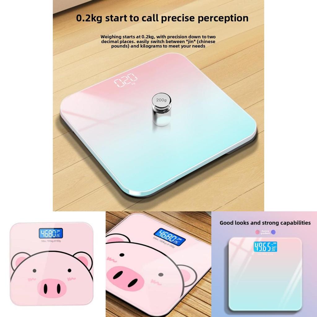 Square Digital Body Scale With Temperature Sensor And Compact Design For Home