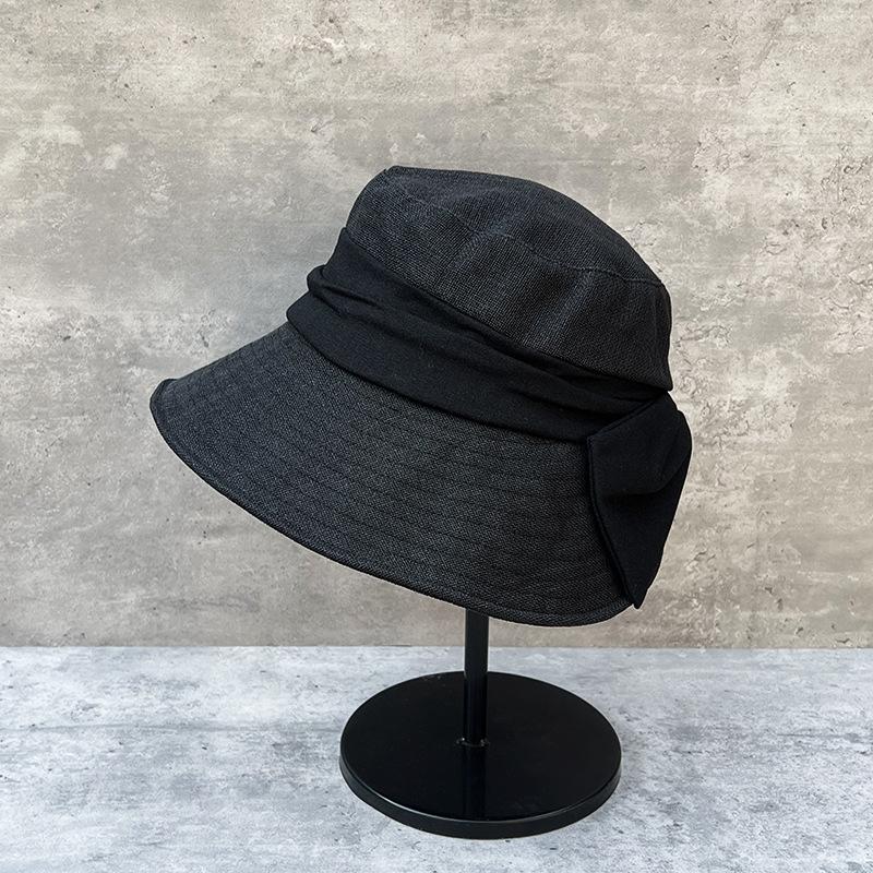 Japanese Washi Light Breathable Bow Bucket Hat Women Spring Summer Big Brim Foldable Sunscreen Visor