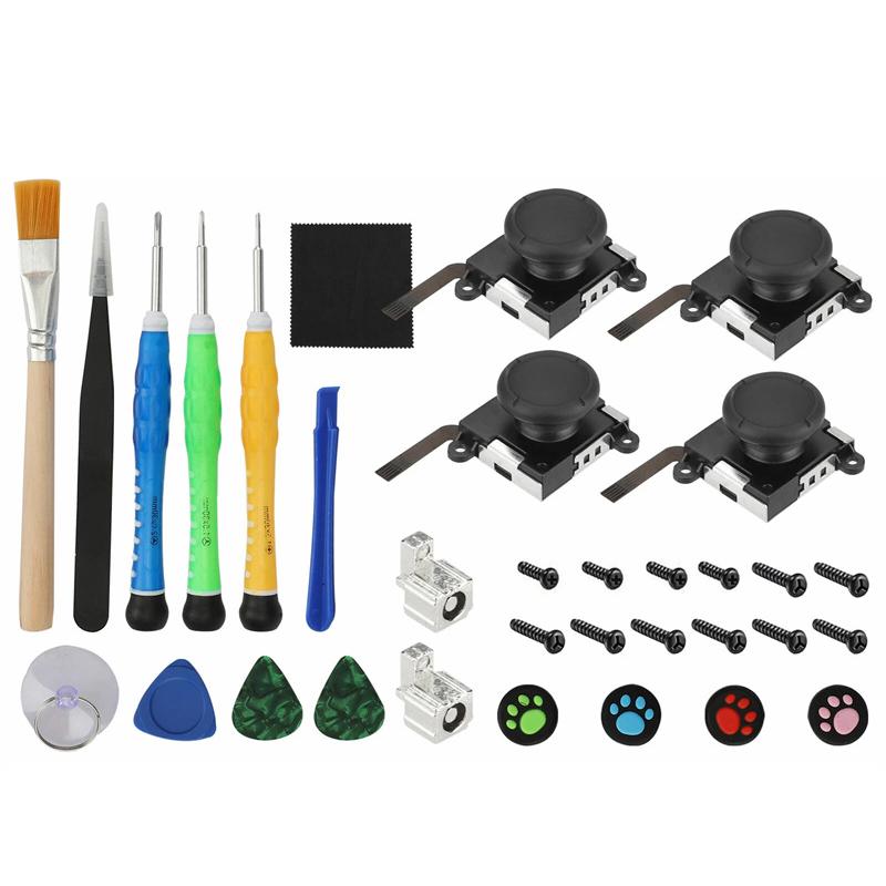 33Pcs Switch Repair Kit Ninten-do Switch 3D Joystick Joycon Repair Screwdriver Set Left/Right Controller Disassembly Tools