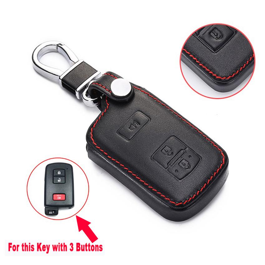 Leadway Luxury Keyless Remote Fob Protective Leather Car Key Case Smart Key Accessory for Toyota Camry Tacoma Land Cruise