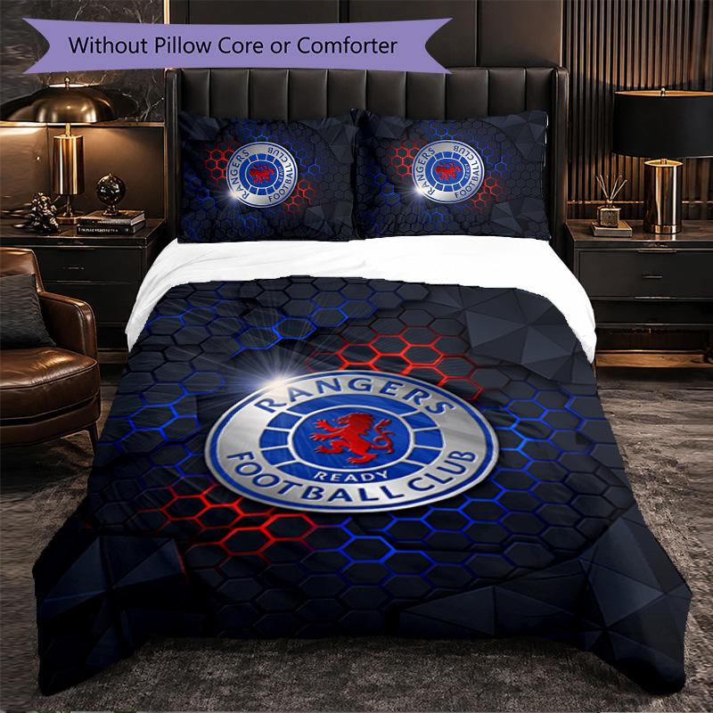 Biancheria da letto a tema Rangers FC Set 3 Pezzi Copripiumino Biancheria da letto Decorativa Per Stanza Adolescenti Decorazione Casa
