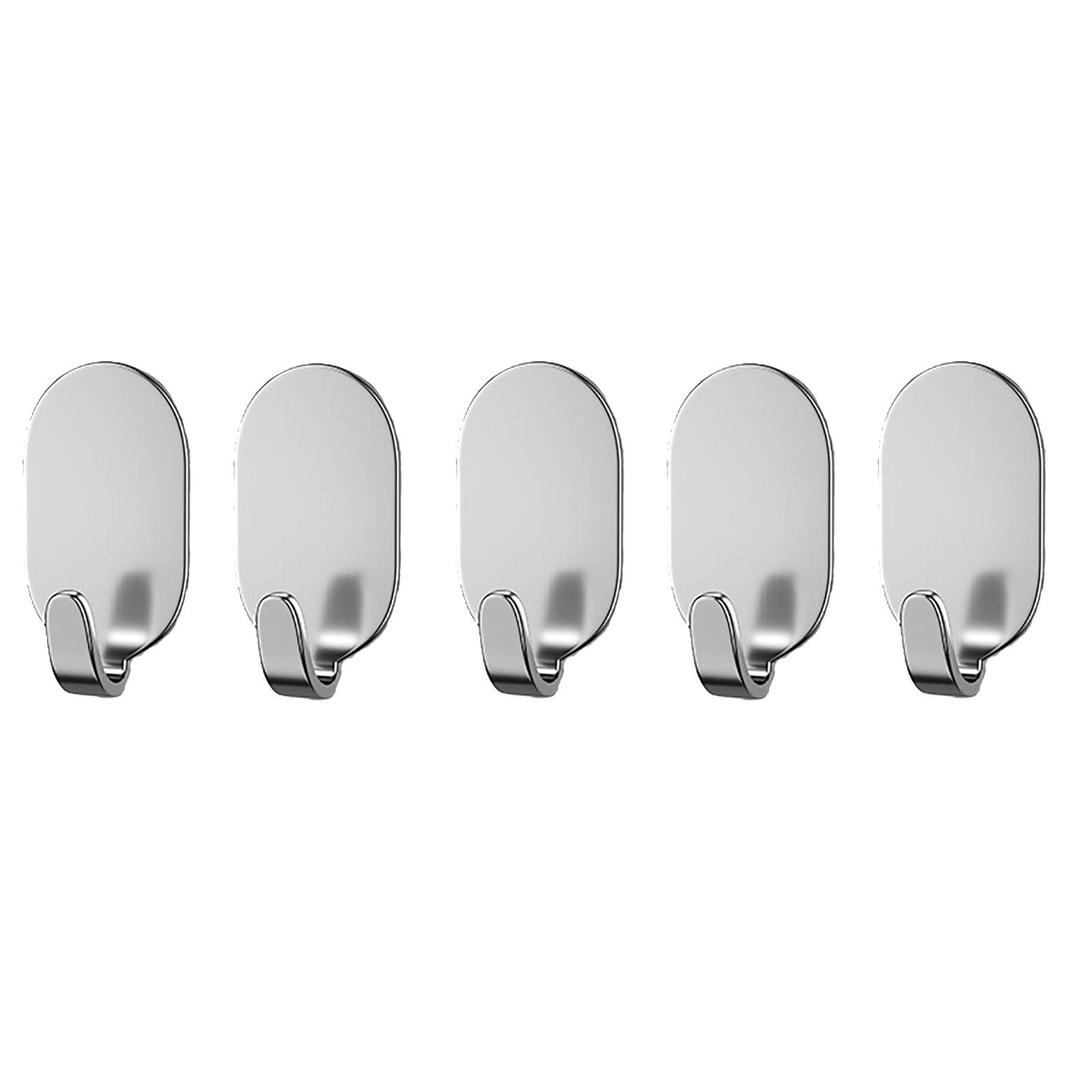 

5 шт. Крючок прочный клейкий без перфорации для кухни, ванной комнаты, дверь на стену позади не оставляющего следов липкого крючка с подшипником из нержавеющей стали One Size серебряный