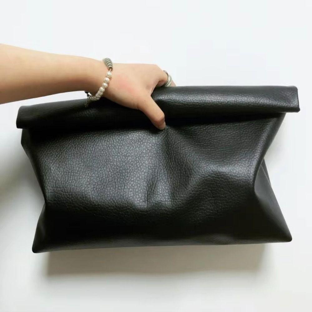 Large Capacity Clutch Bag Zipper Banquet Bag Elegant PU Handbag Work