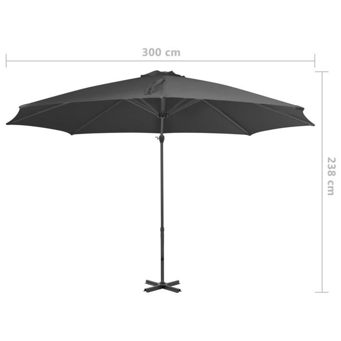 VidaXL Parasol de Jardin en Porte-à-faux et Poteau en Aluminium, Pare-soleil de Patio, Abri de Soleil, Parasol de Plage 44622