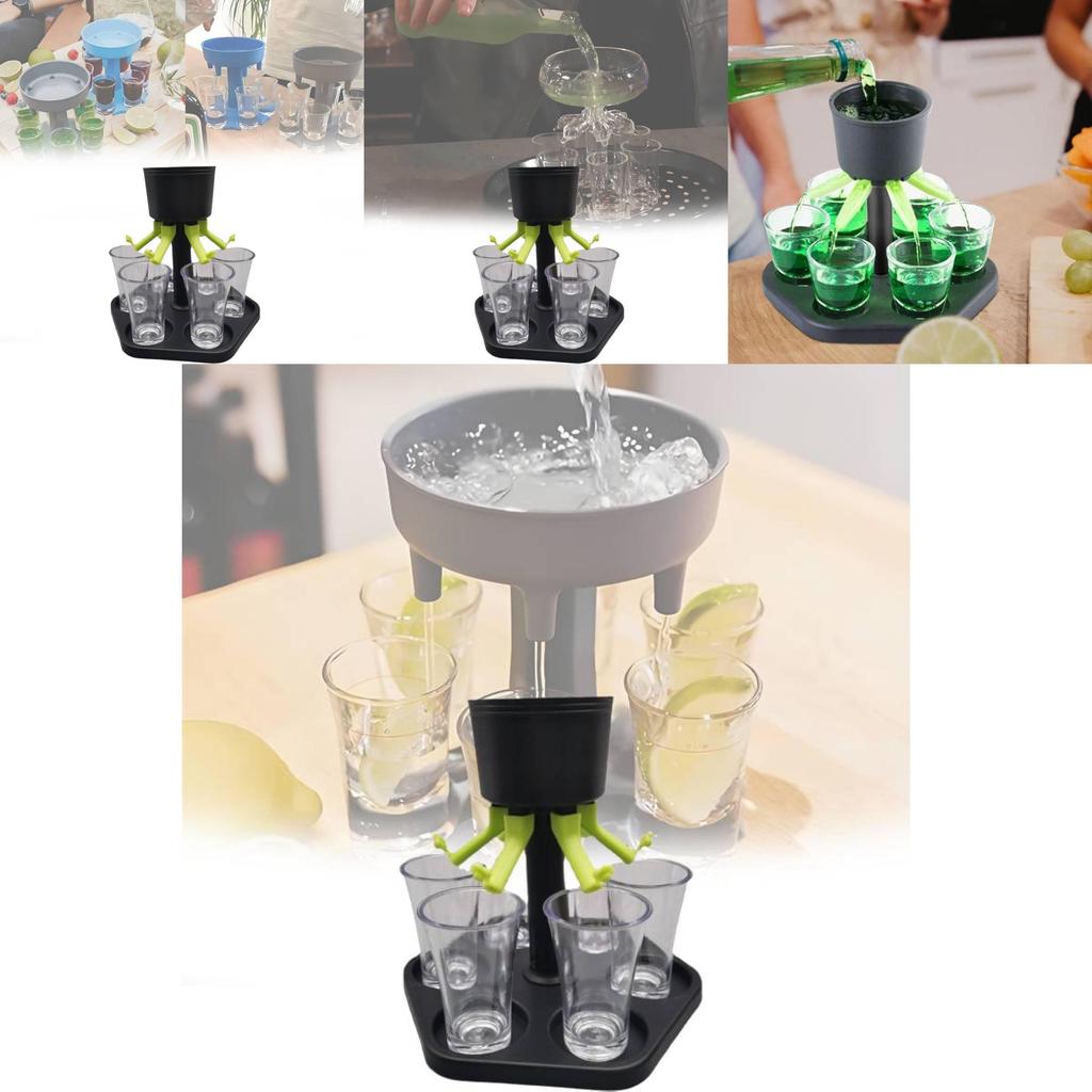 Six Sided Fair Pour Wine Dispenser Set Elegant Black Plastic Serving Tray For Parties