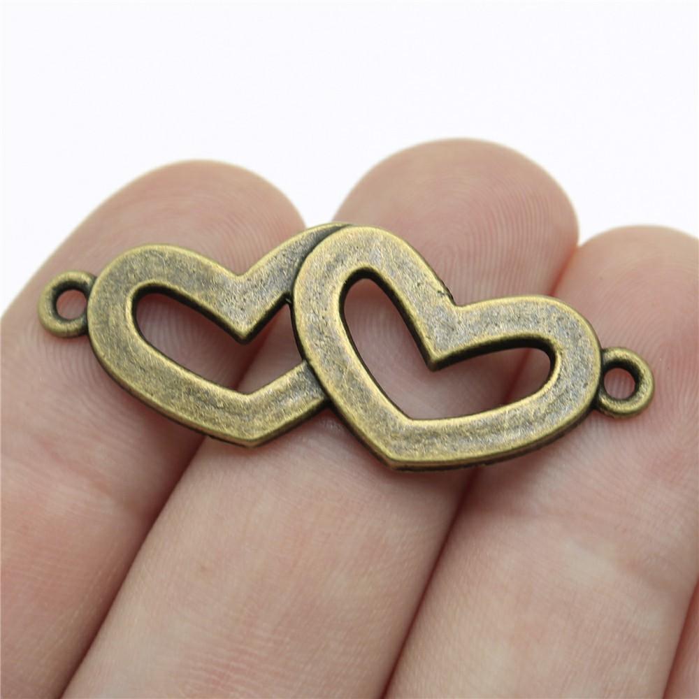 10pcs Hollow Hearts Connector For Jewelry Making Hollow Hearts Charms DIY Handmade Tibetan Finding Jewelry