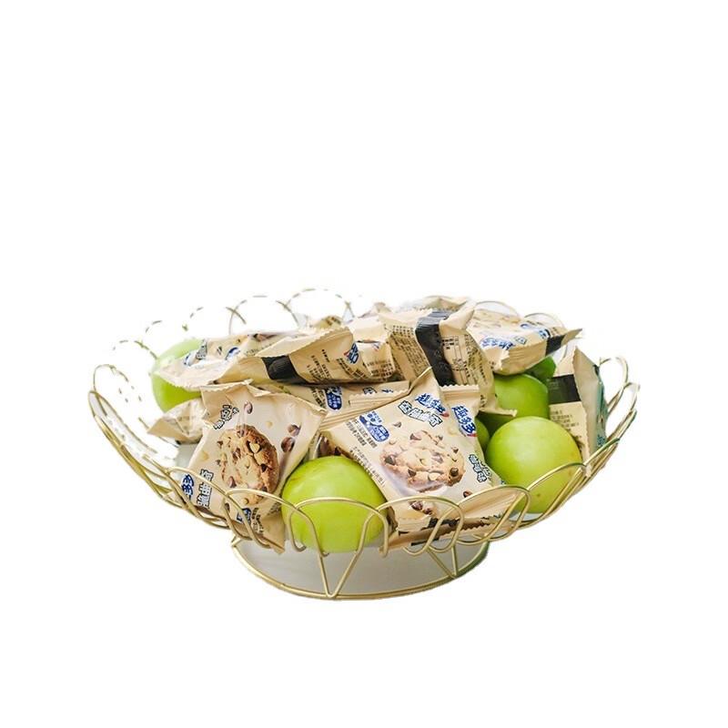 Qinkai Golden Wreath Wrought Iron Fruit Basket