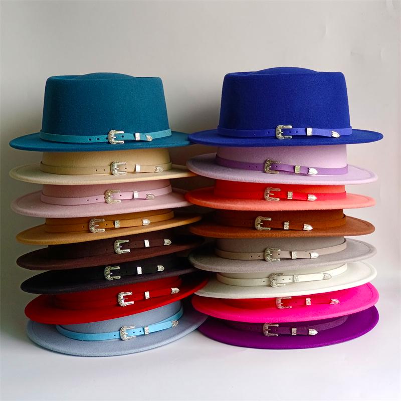 Vintage Pork Pie Hat For Men Wide Brim Felt Black Fedora Church Jazz Ribbon Trilby Panama Gangsters Caps Gentleman'S Style