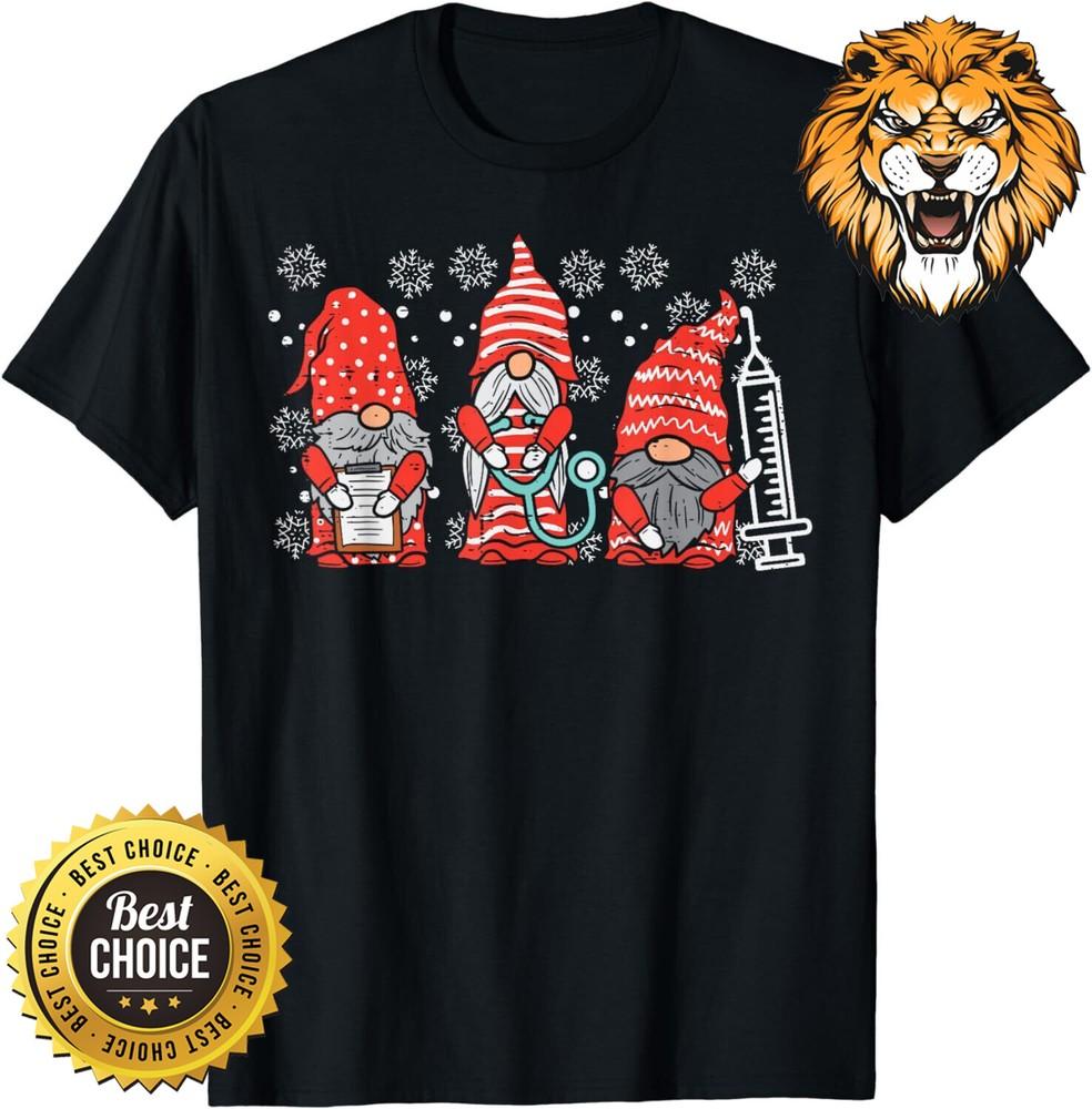 

Nurse Christmas Gnomes Cute Xmas Scrub Top For Nurses T-Shirt 3XL