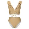 Women's Ruffled V-Neck Bikini Set High Waist Two-Piece Swimsuit with Shoulder Straps, , Sizes S-XL