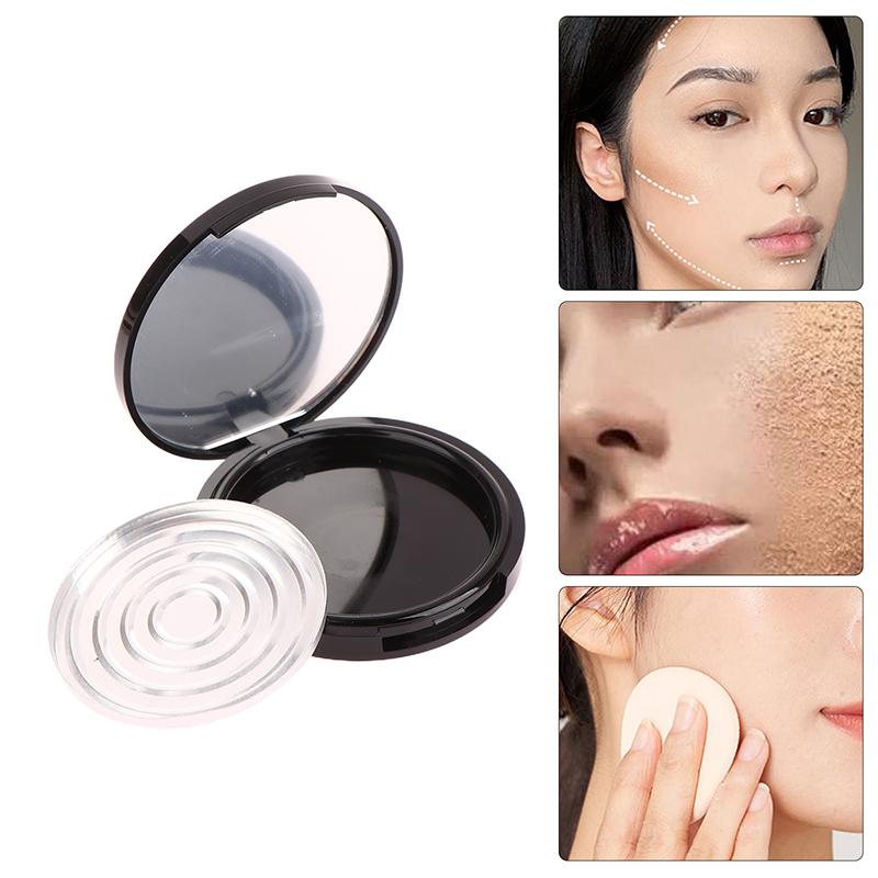 Reusable Empty Single Black Circular Highlight Box Blush Shadow Powder Box With Mirror Aluminum Pan Inside Diameter 59Mm