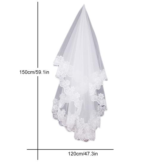 Romantic Women Lace Edge Long Cathedral Wedding Bridal Veil Accessory Headwear