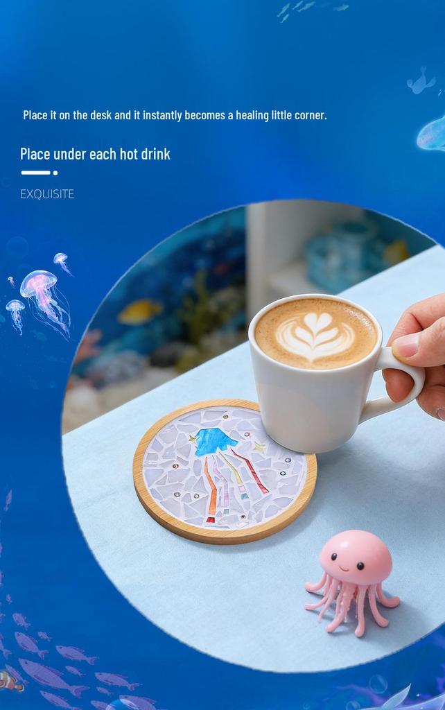 Marine Life Series DIY Mosaic Coaster Kit: Cultural Collage Materials