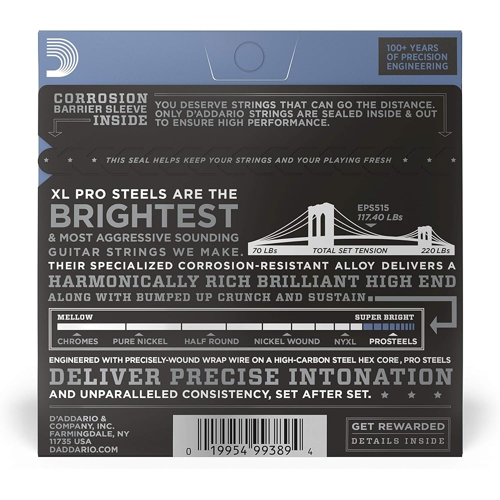 D'Addario Daddario Electric Guitar Strings Pro Steel Medium .011-.050 EPS515 [Domestic Genuine]