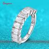 Smyoue Each 3*5mm 0.5CT Emerald Cut Moissanite Ring for Women 1/2 Eternity Bands Lab Diamond Jewelry Pure 925 Silver Girl Ring