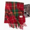 Autumn and winter red new plaid scarf women's atmosphere sense of high-end imitation cashmere winter warm scarf shawl