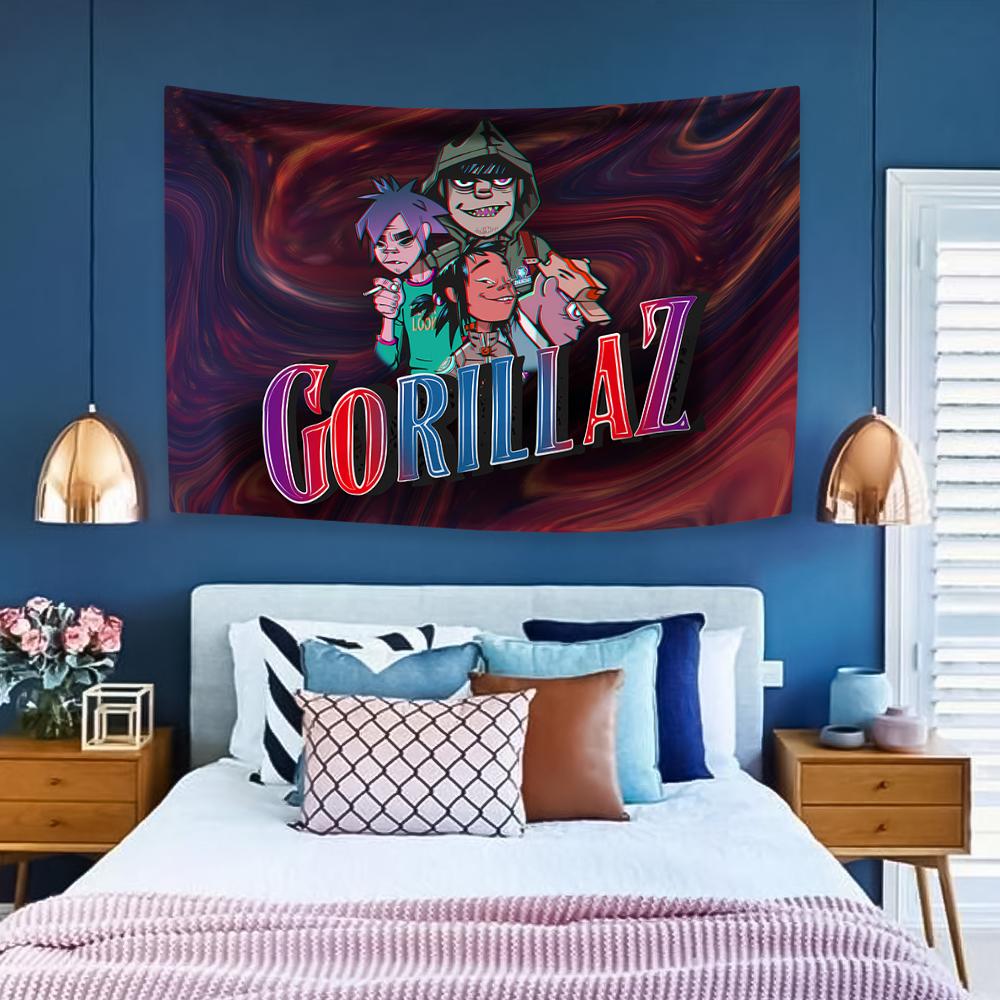 Music Band Gorillaz Tapestry Pop Rock Home Decoration Large Fabric Wall Hanging Cover Bedroom Dorm Background Sofa Blanket