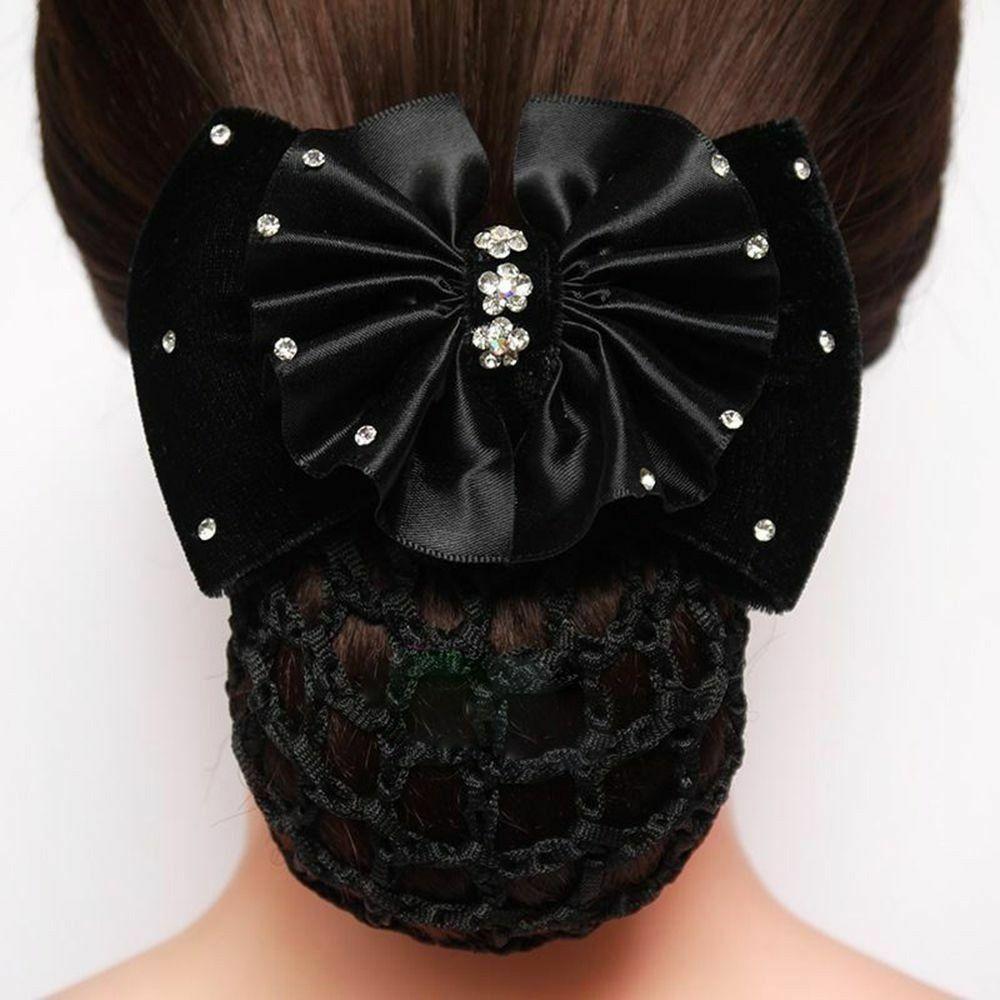 1Pcs Bowknot Net Bun Hair Cover Barrette Net Bun Crochet Net New Elastic Hairnet  for Women