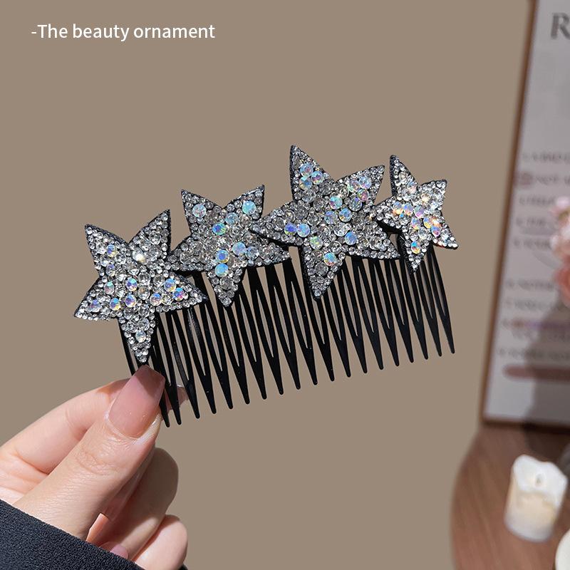 

Старовинний блискучий гребінець зі стразами у вигляді зірки Елегантні геометричні кришталеві затискачі для волосся Шпильки збоку Шпильки для жінок Головні убори Аксесуари для волосся