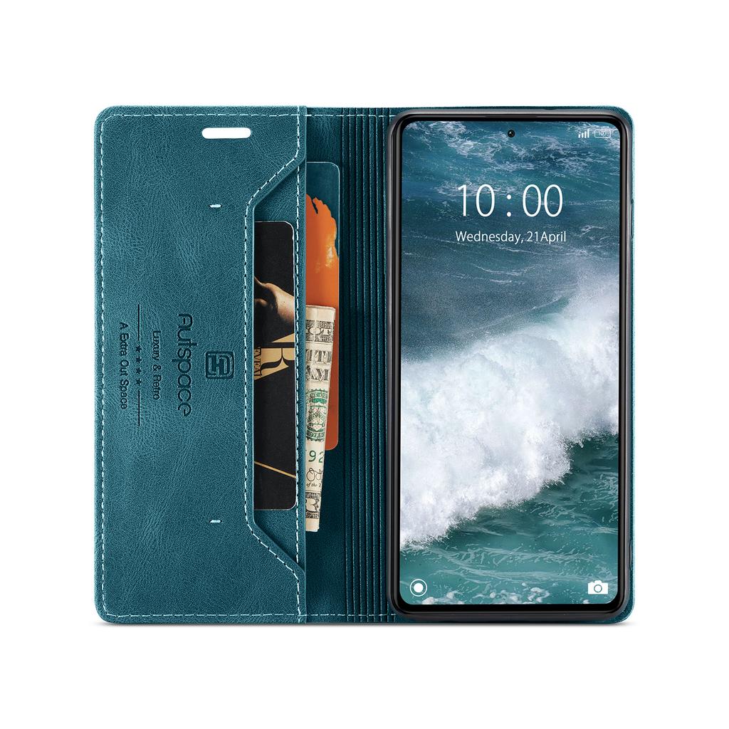 For Xiaomi Redmi Note 12 Pro+ 5G Wallet Case AUTSPACE A01 Leather Stand Cover with RFID Blocking Card Holder