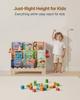 Montessori Bookshelf, 3-Tier Scalloped Kids Bookshelf, Front Facing Toddler Bookcase, Dual Hooks for Hanging Backpacks, Baby Bookshelf for Kids Room,