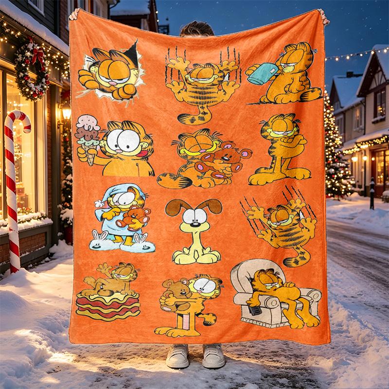 Garfield Pattern Blanket for Home Decoration, Bed, Sofa, Car Travel, Camping, Suitable for All Seasons, Birthday Christmas Gift