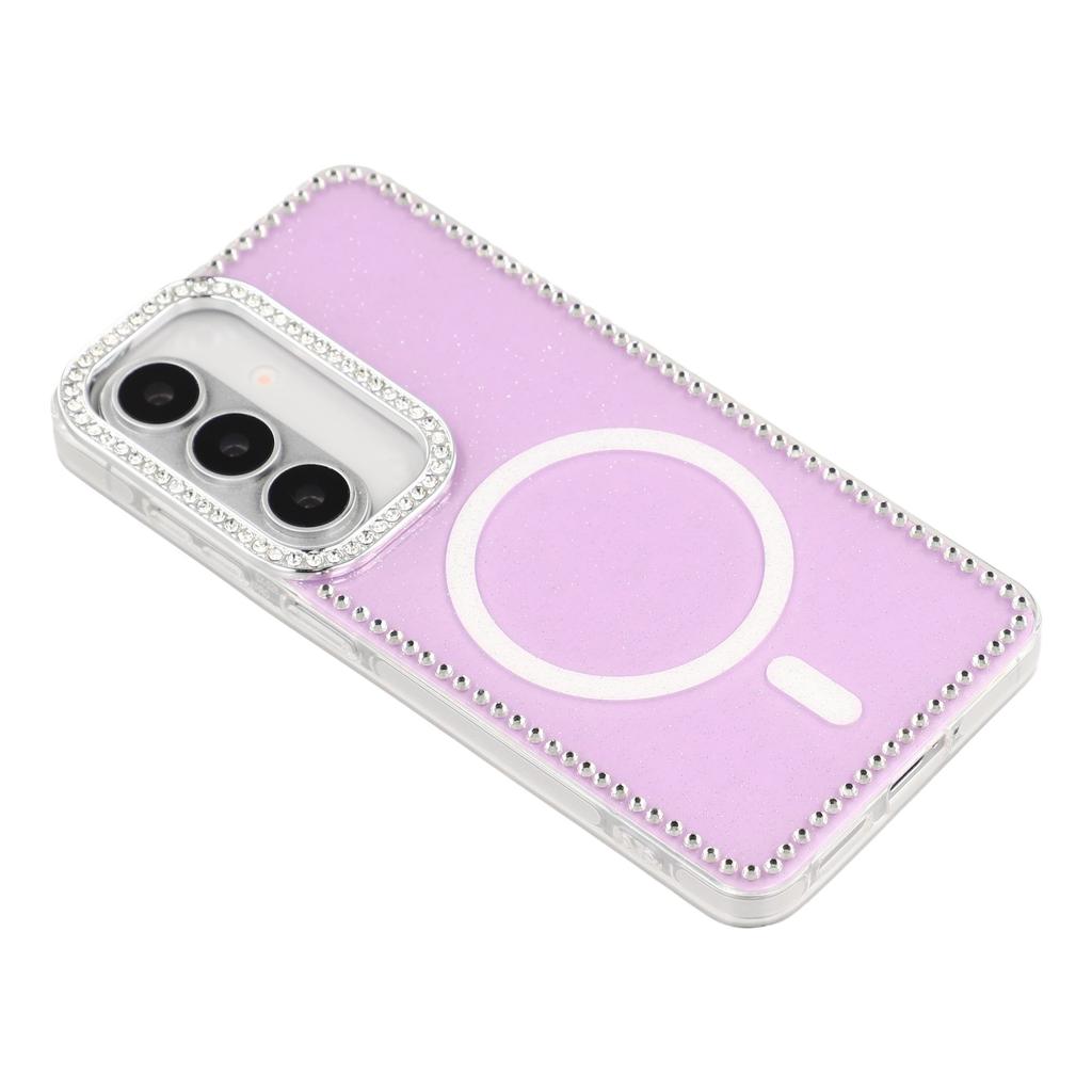 For Samsung Galaxy S26 Pro / S26 Magnetic Case Rhinestone Edge Glitter Back TPU + PC IMD Phone Cover