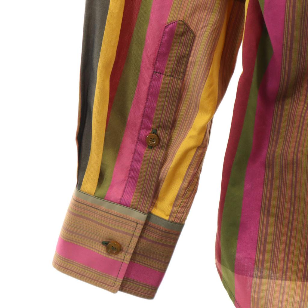 VIVIENNE WESTWOOD Striped Pattern Long Sleeve Cotton Shirt 48 Brown Men's Used